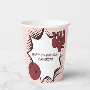 Happy 11th Birthday Bowling Party Paper Cups
