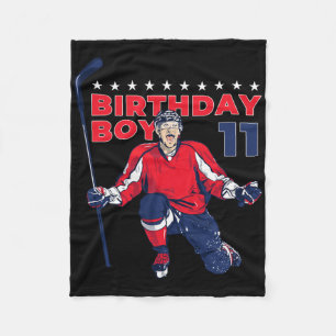 Happy 11th Birthday Boy Hockey Player Ice Hockey T Fleece Blanket