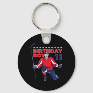 Happy 11th Birthday Boy Hockey Player Ice Hockey T Keychain