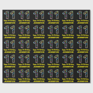 Happy 11th Birthday, Fun Colorful Stars Pattern 11 Wrapping Paper