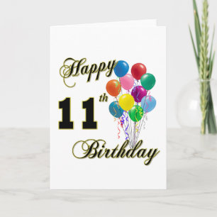 Happy 11th Birthday Gifts and Birthday Apparel Card