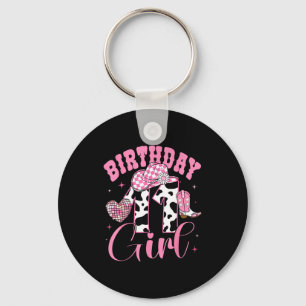 Happy 11th Birthday Girl Outfit Rodeo Western Cowg Keychain