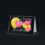 Happy 11th Birthday Granddaughter Card<br><div class="desc">A 'greeting' is a big daughter's 11th birthday with a black background,  yellow balloons and pink hearts. Some original artwork ©delightful-doodles</div>