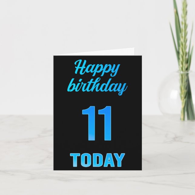 Happy 11th Birthday Great Black and blue boy Card (Front)