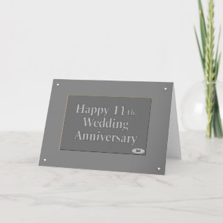 Happy 11Th. Wedding Anniversary Steel Card