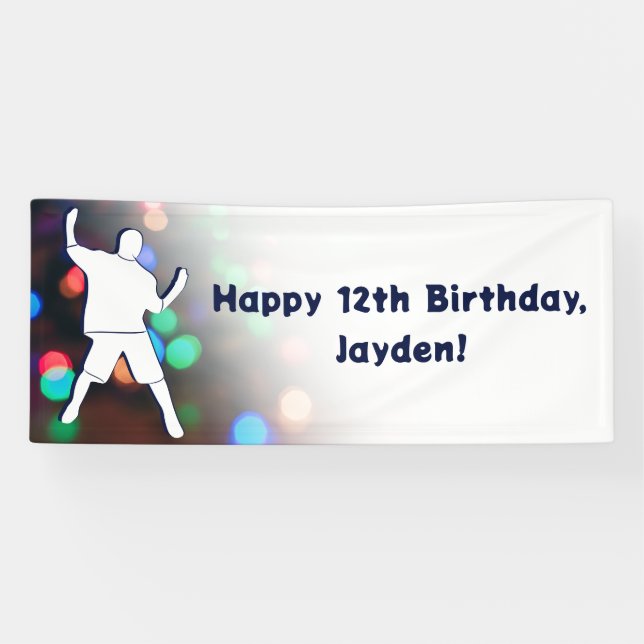 Happy 12th Birthday Dance Party Light Banner (Horizontal)