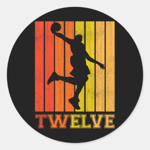 Happy 12th Birthday Decorations For Boys Basketbal Classic Round Sticker