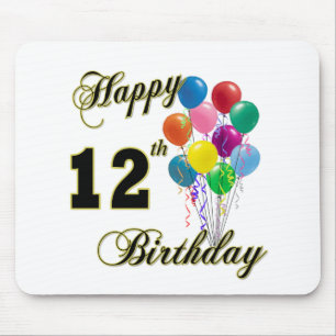 Happy 12th Birthday Gifts and Birthday Apparel Mouse Pad