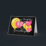 Happy 12th Birthday Granddaughter Card<br><div class="desc">A birthday greeting for granddaughter's 12th birthday with a black background,  yellow balloons and pink hearts. Some original artwork©delightful-doodles</div>
