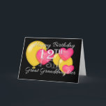 Happy 12th Birthday Great Granddaughter Card<br><div class="desc">A birthday greeting for Great Granddaughter's 12th birthday with a black background,  yellow balloons and pink hearts. Some original artwork ©delightful-doodles</div>
