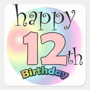 Happy 12th Birthday (pink) Square Sticker
