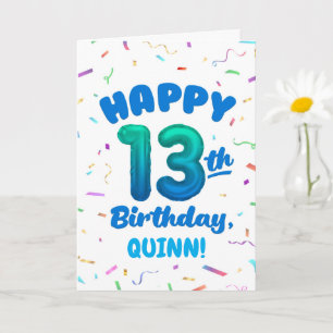 Happy 13th Birthday Card with Custom Name