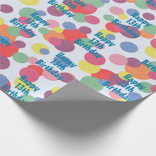 Happy 13th Birthday Circles Wrapping Paper (Corner)