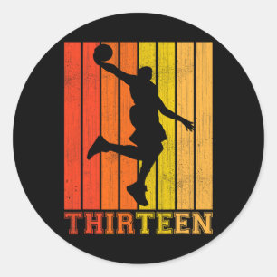 Happy 13th Birthday Decorations For Boys Basketbal Classic Round Sticker