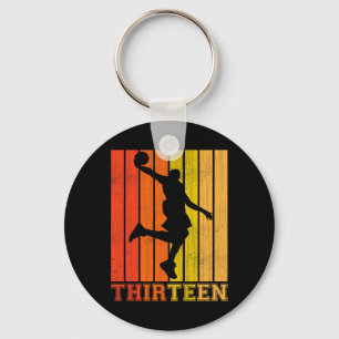 Happy 13th Birthday Decorations For Boys Basketbal Keychain