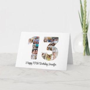 Happy 13th Birthday Number 13 Custom Photo Collage Card