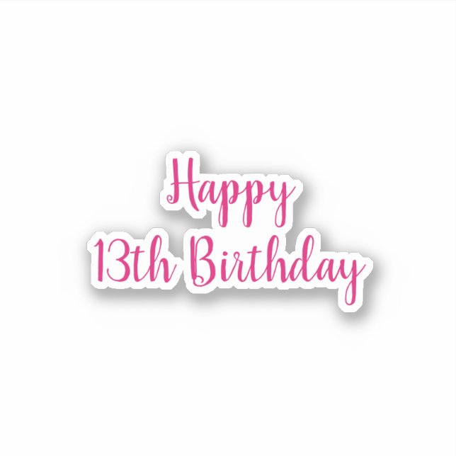 Happy 13th Birthday Simple Minimalist Pink Custom (Front)