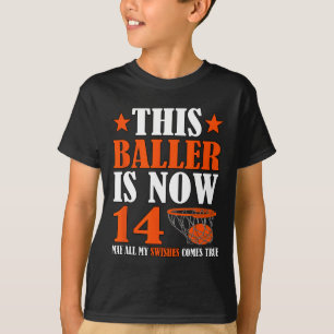 Happy 14th Birthday 14 Year Old Basketball 14th Bi T-Shirt