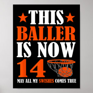 Happy 14th Birthday 14 Year Old Bysketbyll 14th Bi Poster