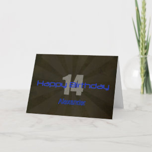 Happy 14th Birthday Black and Grey Teen Card