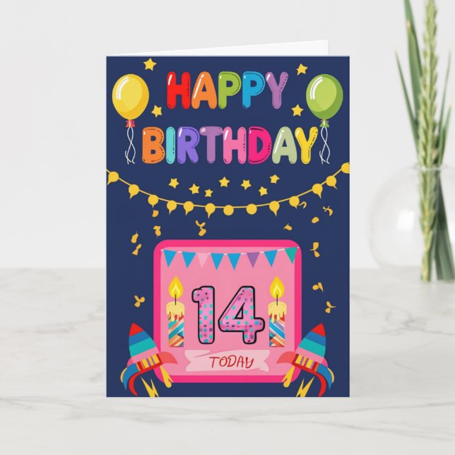 Happy 14th Birthday Card (Front)