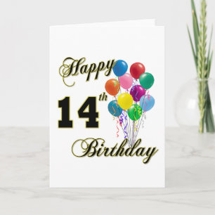 Happy 14th Birthday Gifts and Birthday Apparel Card
