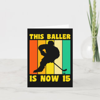 Happy 15 Birthday 15 Year Old Retro Ice Hockey 15t Card