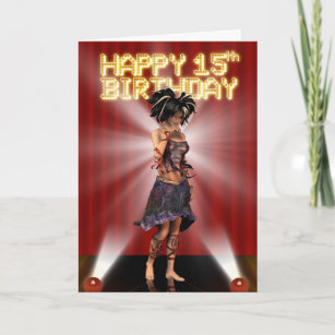 Happy 15h Birthday , star deva on the stage Card