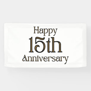 Happy 15th Anniversary 1.6x3 Vinyl Banner