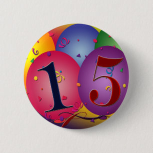 Happy 15th Birthday 2 Inch Round Button