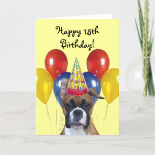 Happy 15th Birthday Boxer greeting card