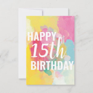 Happy 15th Birthday Card ("Watercolour Gradients")