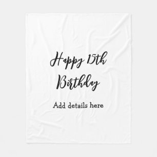 Happy 15th birthday name quinceanera details simpl fleece blanket