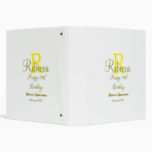 Happy 15th Birthday yellow add name monogram moder Binder