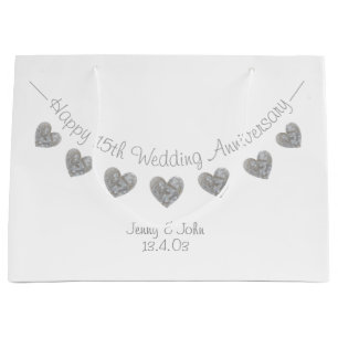 Happy 15th Wedding Anniversary crystal heart bag