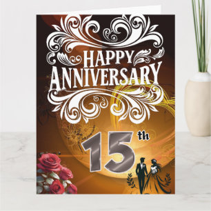 Happy 15th Wedding Anniversary Elegant Card