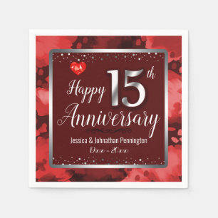 Happy 15th Wedding Anniversary Napkin