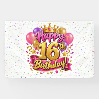 Happy 16th Birthday Banner