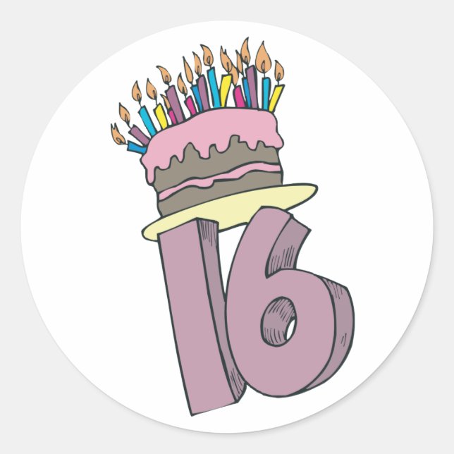 Happy 16th Birthday! Classic Round Sticker (Front)