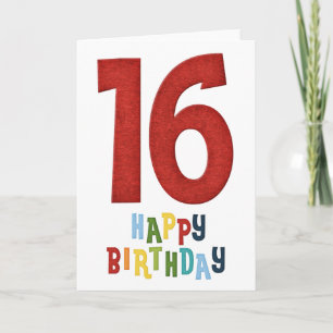 Happy 16th Birthday Colourful Greeting Card