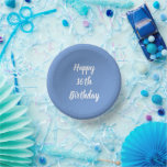 Happy 16th Birthday Cornflower Blue Custom 2023 Paper Plate<br><div class="desc">Designed with text template for "Happy 16th Birthday" message which you can customize! You may also change the background colour as you like.</div>