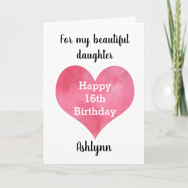 Happy 16th Birthday Daughter Card (Front)
