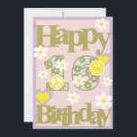 Happy 16th Birthday – Girl’s Card with Flowers<br><div class="desc">Celebrate her Sweet 16 in style with this cute retro-inspired birthday card! Featuring pastel flowers, peace signs, smiley faces, and fun vintage colours, it's perfect for teen girls who love cheerful and trendy designs. Ideal for daughters, nieces, or friends turning sixteen. Includes envelope or available as an instant digital download....</div>
