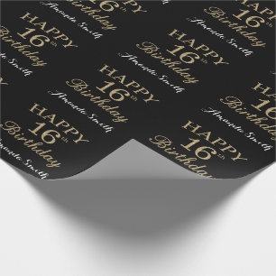 Happy 16th Birthday Gold Glitter Wrapping Paper