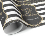 Happy 16th Birthday Gold Glitter Wrapping Paper<br><div class="desc">Happy 16th Birthday Gold Glitter Wrapping Paper with personalized name. For further customization,  please click the "Customize it" button and use our design tool to modify this template.</div>