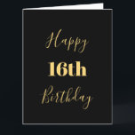 Happy 16th Birthday Gold Yellow Black Custom Age Card<br><div class="desc">Designed with golden yellow text template for "Happy 16th Birthday" and custom message which you may edit to customize and also custom colour background!</div>