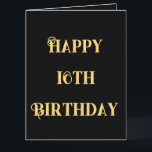 Happy 16th Birthday Gold Yellow Sixteen Custom Age Card<br><div class="desc">Designed with golden yellow text template for "Happy Sixteenth Birthday" message which you may edit to customize and also custom colour background!</div>