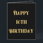 Happy 16th Birthday Gold Yellow Sixteen Custom Age Card<br><div class="desc">Designed with golden yellow text template for "Happy Sixteenth Birthday" message which you may edit to customize and also custom colour background!</div>