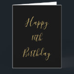 Happy 16th Birthday Golden Yellow Custom Age Black Card<br><div class="desc">Designed with golden yellow text template for "Happy Sixteenth Birthday" message which you may edit to customize and also custom colour background!</div>