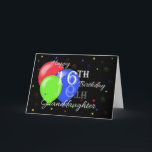 Happy 16th Birthday Granddaughter Card<br><div class="desc">A birthday card for a Granddaughter's 16th birthday with a black background,  a blue,  red and green balloon and scattered swirls and stars.</div>